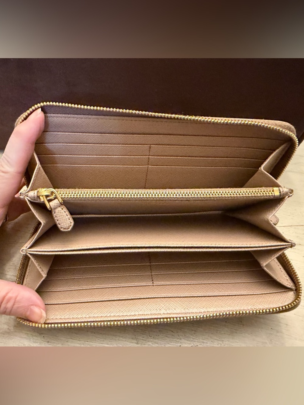 Prada Beige Saffiano Leather Zip-Around Wallet - Picture 5 of 15